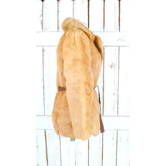 Blonde rabbit fur vintage Mark Lesli coat jacket/strawberry blonde/beige brown - Picture 3 of 4